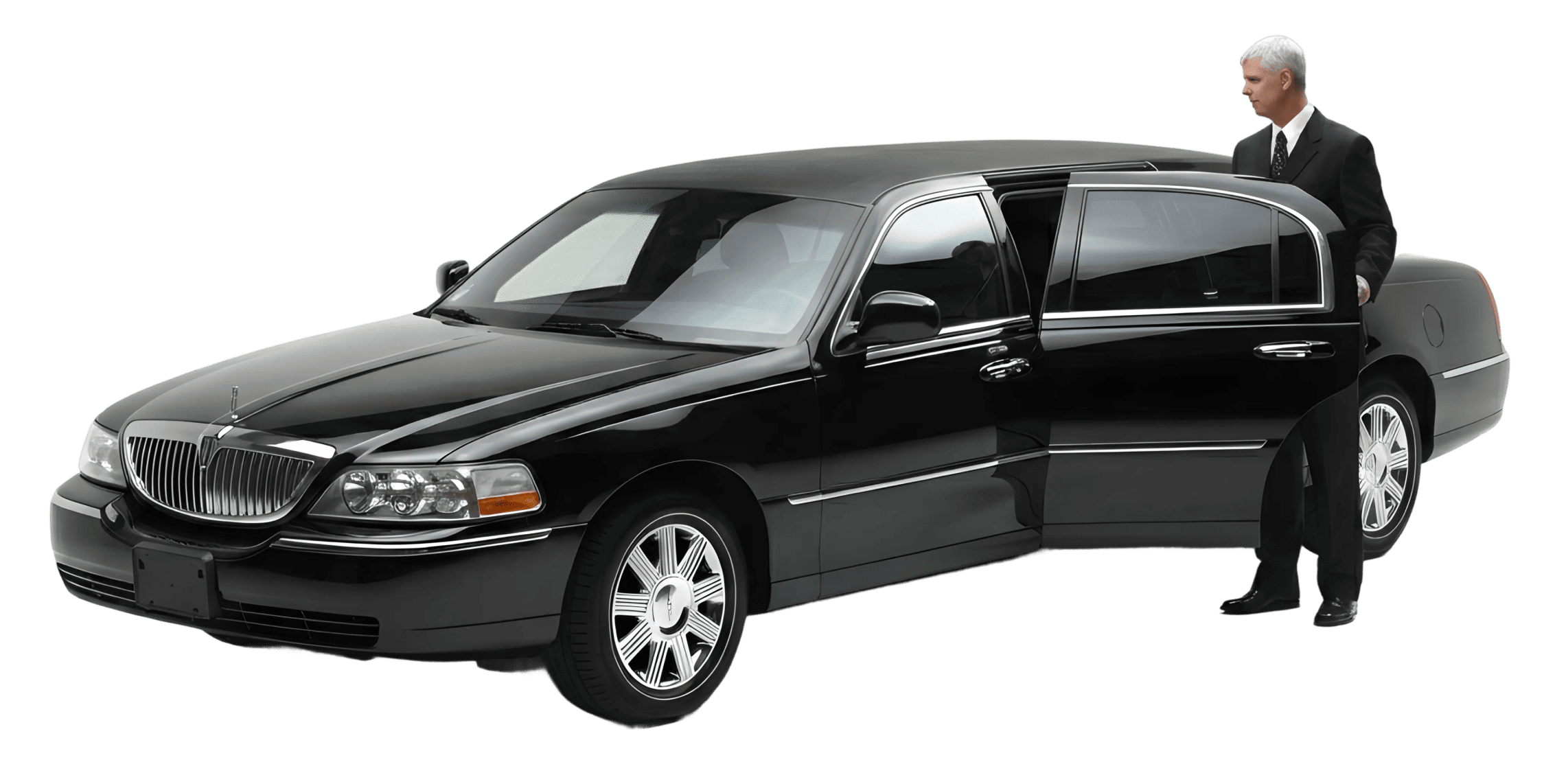 Professional chauffeur with luxury vehicle